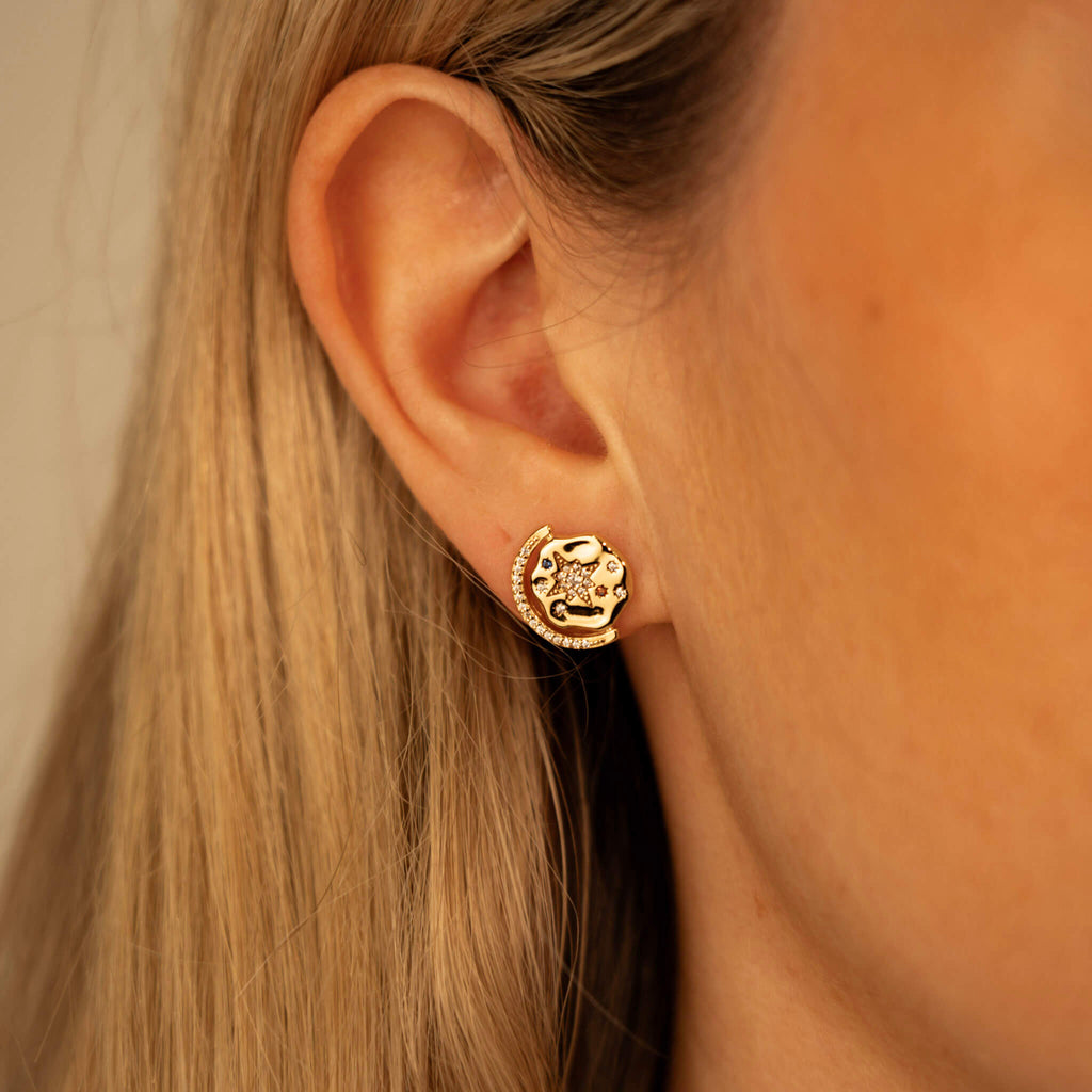 My Sun, Moon & Stars Studs Gold