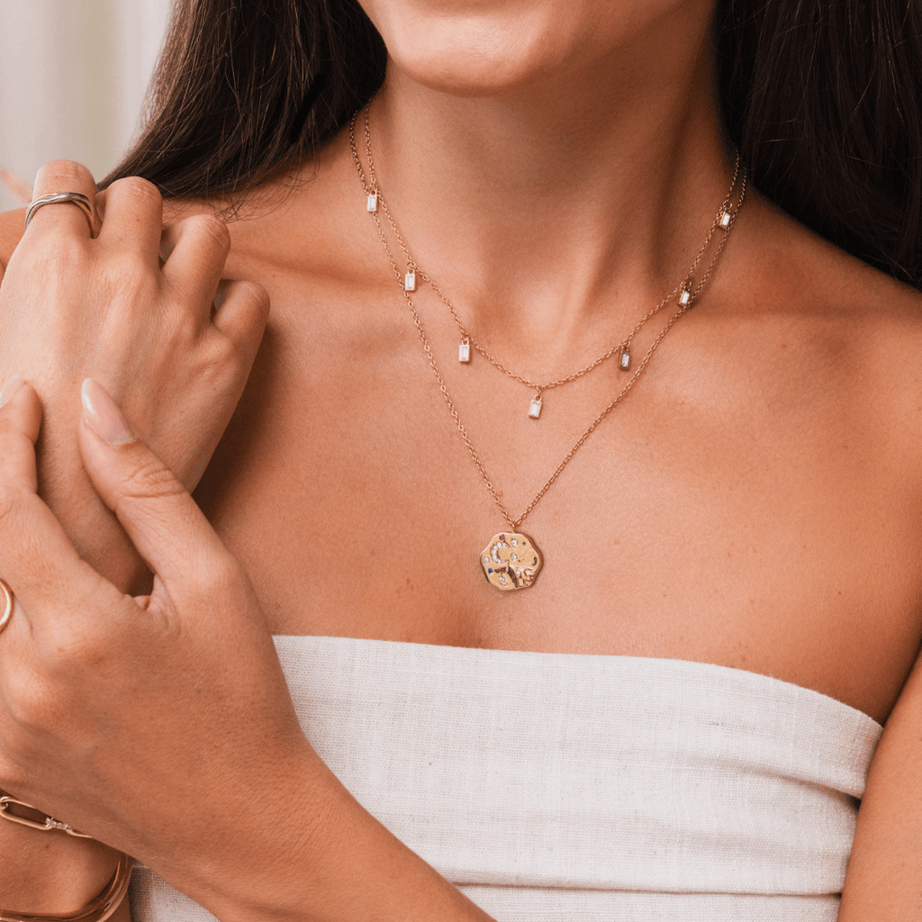 White Chakra Necklace - Gold