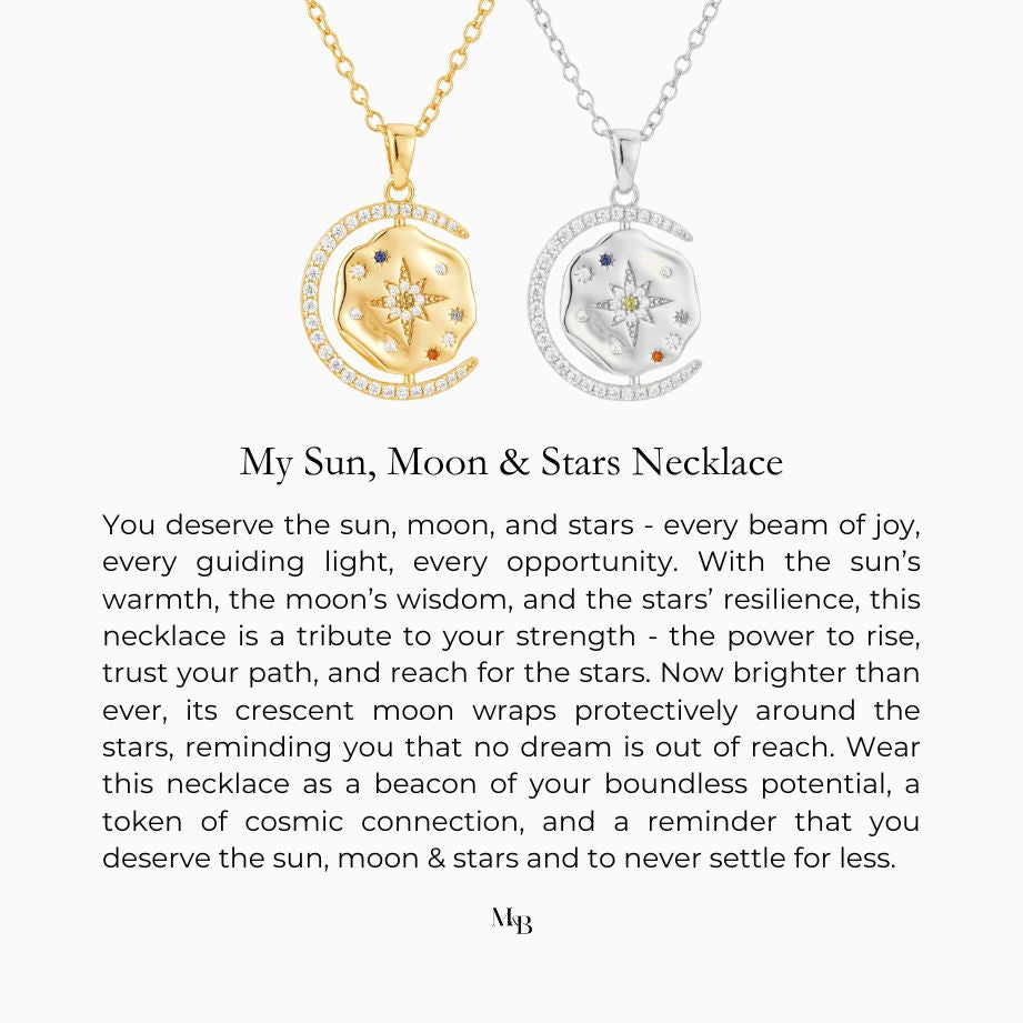 My Sun Moon & Stars Necklace Rope Chain - Gold