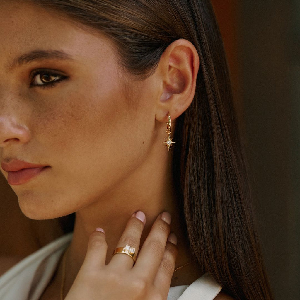 Star Drop Earrings in Gold