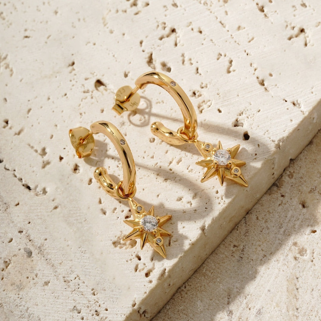 Star Drop Earrings in Gold